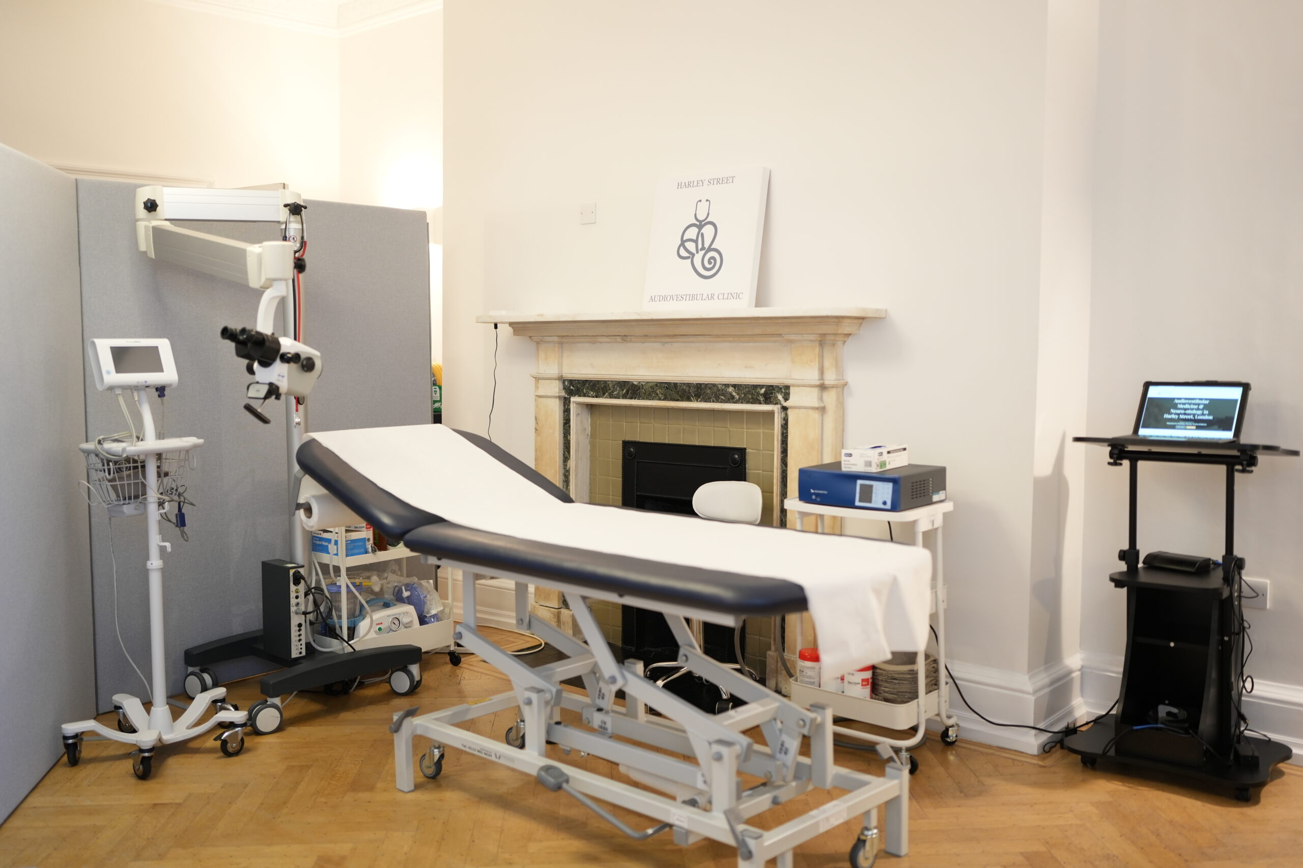 Reception area at Harley Street AVM audiovestibular clinic