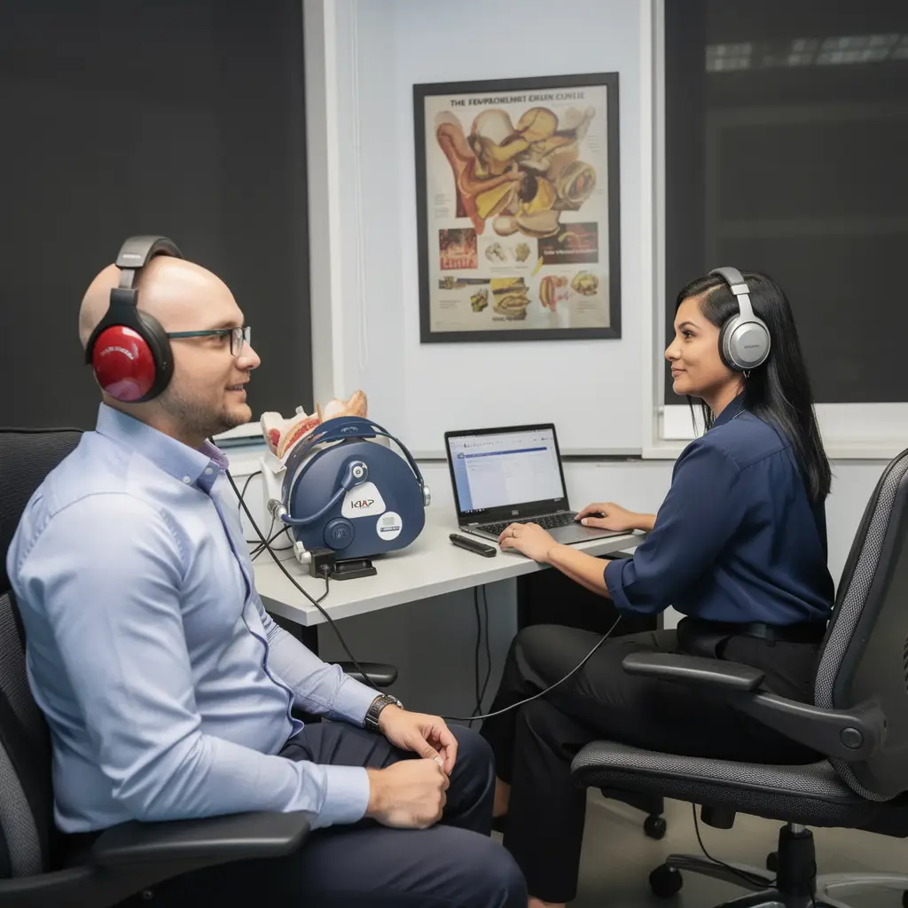 Speech in noise equipment used in clinical hearing assessment