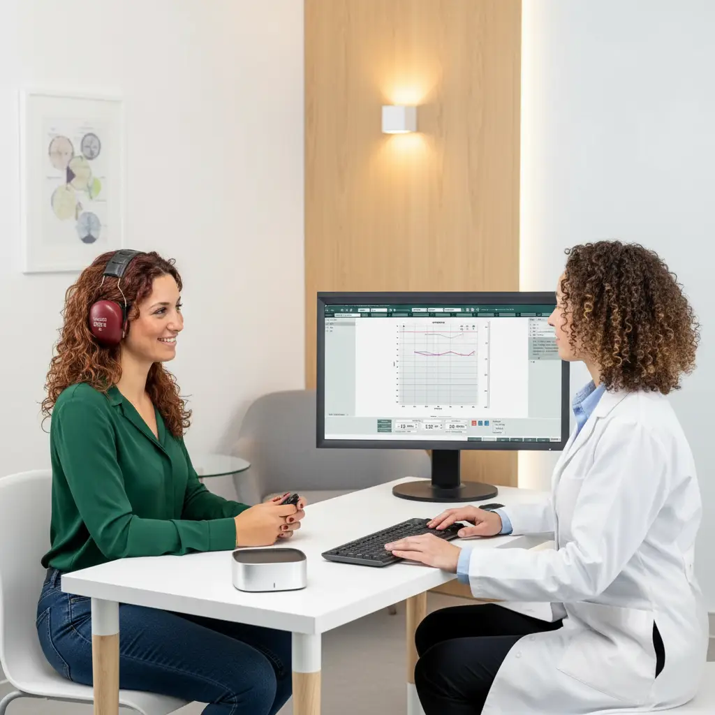 Speech audiometry equipment used to test hearing clarity