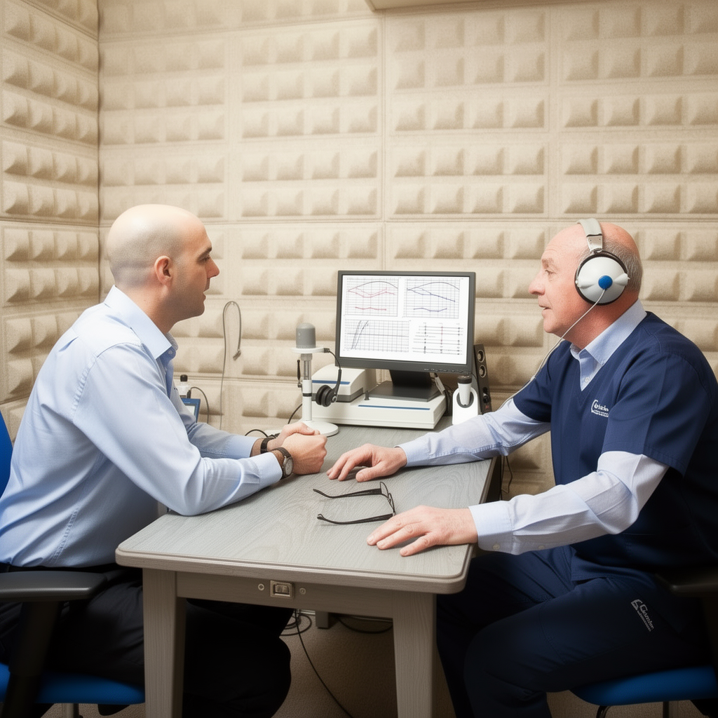 Patient undergoing structured vestibular testing for PPPD symptom assessment