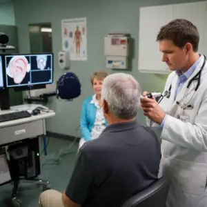 Patient undergoing diagnostic assessment for auditory neuropathy spectrum disorder at Harley AVM London