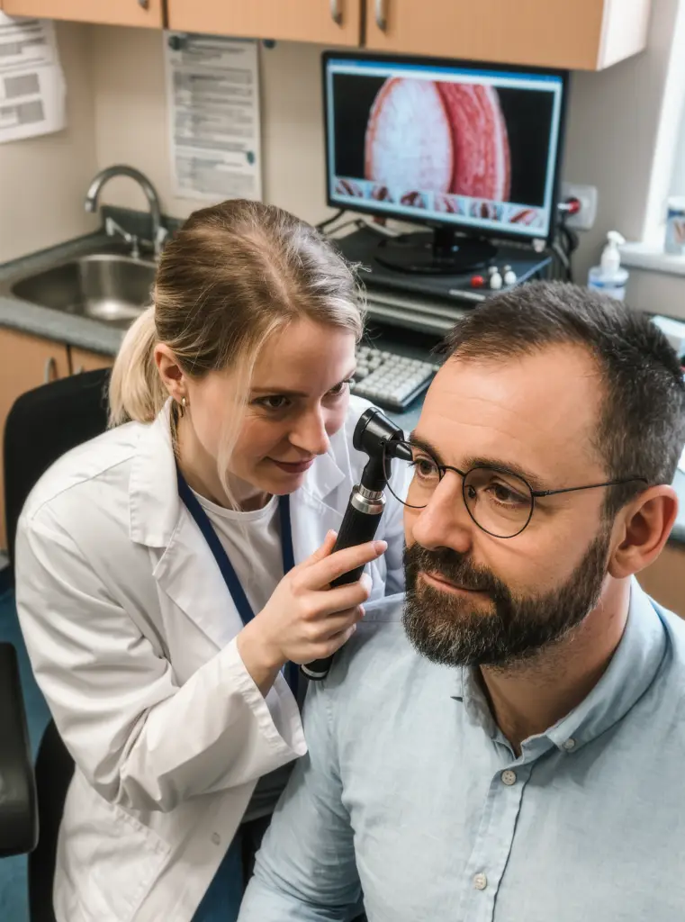 Female audiologist conducting a harley street audiovestibular clinic consultation at Harley AVM Harley Street